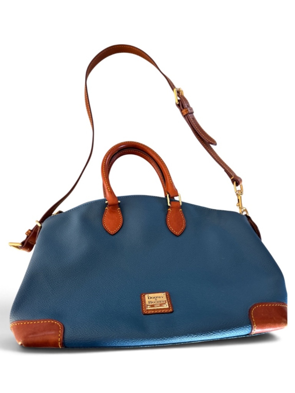 Dooney & Bourke Blue Pebbled Leather Satchel Crossbody Bag